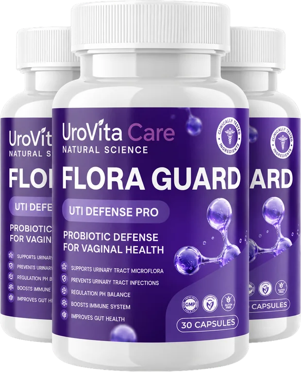 UroVita Care Flora Guard Capsules — three bottles of 30 capsules